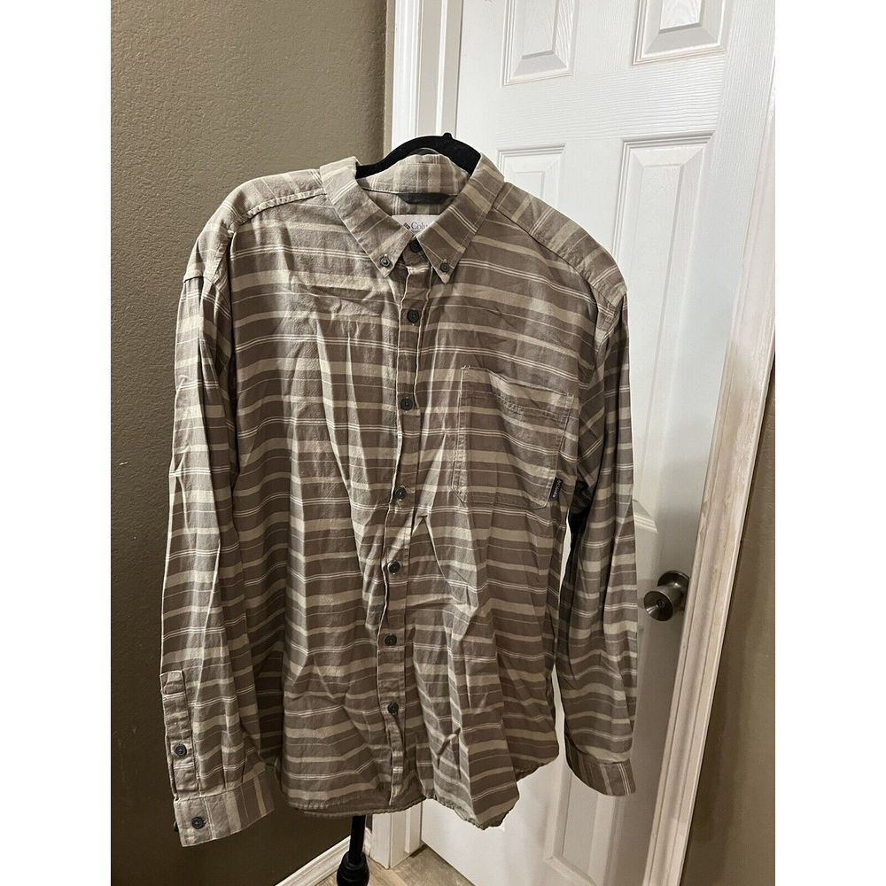 Columbia Shirt Mens XL Long Sleeve Gray Pocket Outdoors Titanium Hiking Plaid